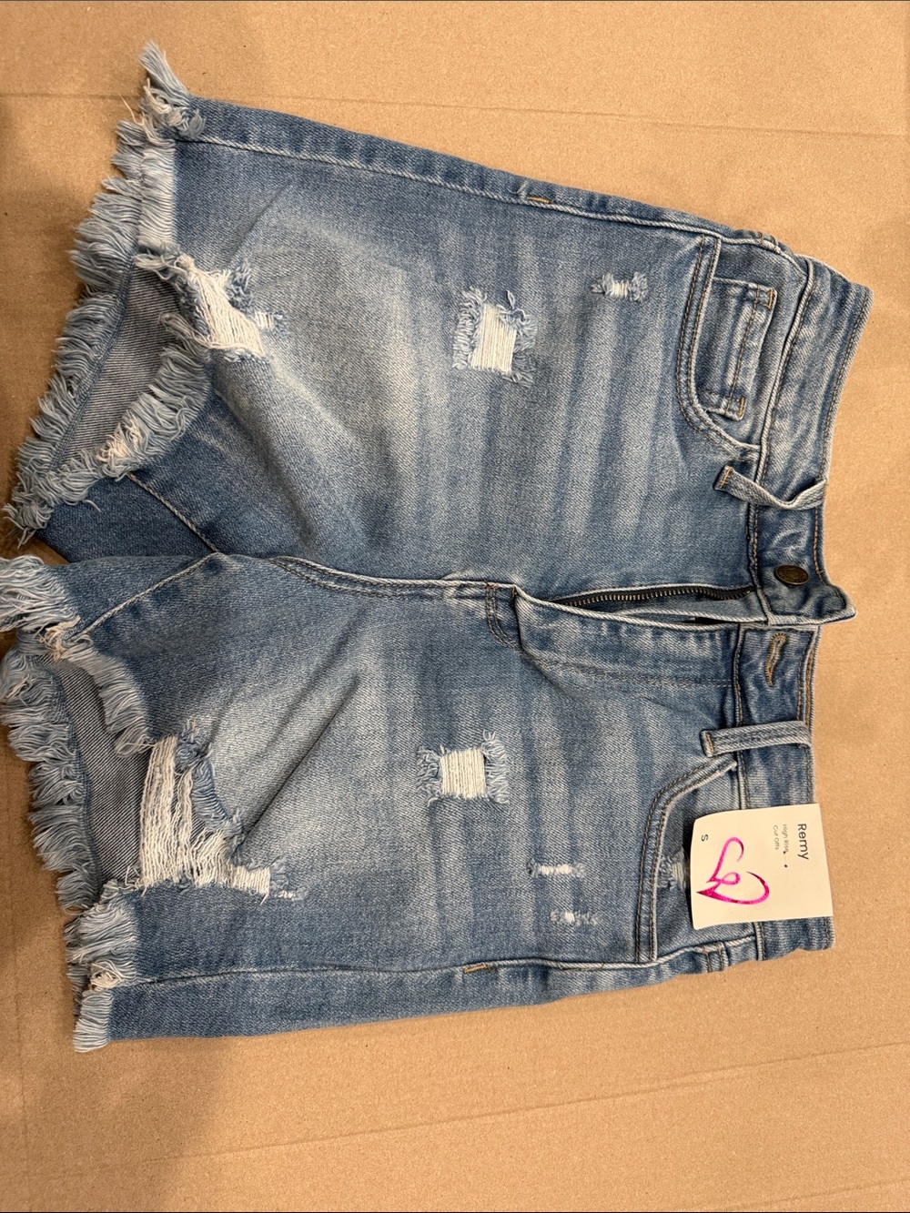 Windsor Light Blue Distressed Frayed Hem Denim Shorts